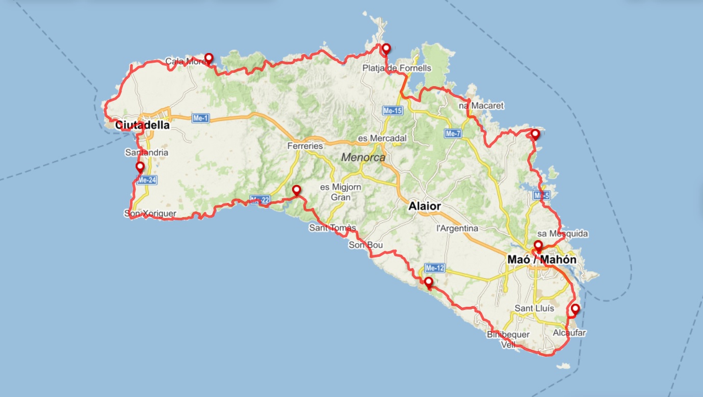 Gr223 Map GR223 - Menorca: Den po dni - ON THE TRAIL